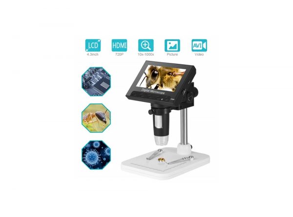 میکروسکوپ دیجیتال 1000x portabe digital microscope دارای نمایشگر 43 اینچی مدل dm4 2 ارکید استور