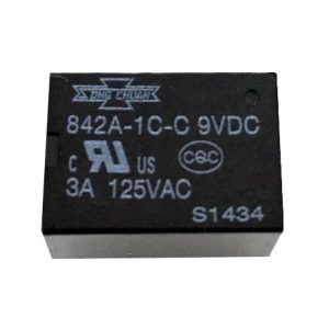 رله 9v مینیاتوری 5 پایه بوبین کنار تایوانی مارک song chuan کد 842a 1c c 3 ارکید استور
