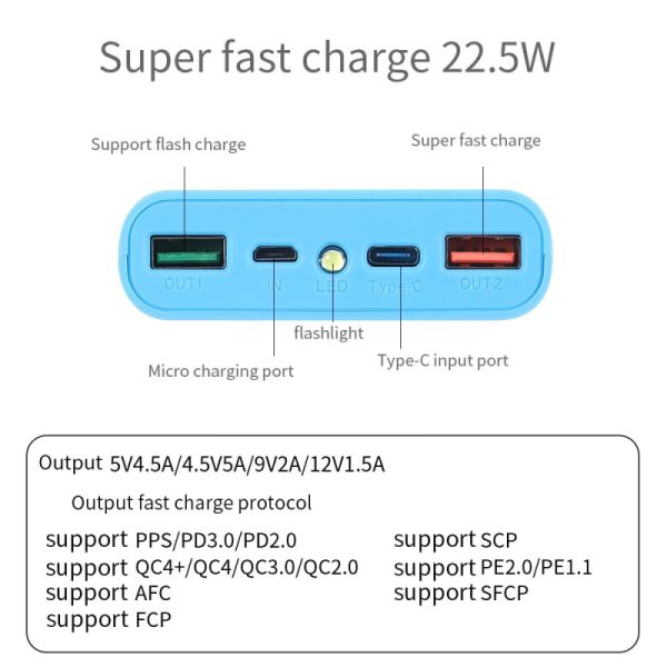 کیس پاوربانک ka4 فست شارژ qc با دو ورودی micro type c و دو خروجی usb 1 min ارکید استور