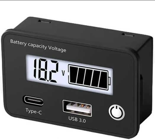 ماژول نشانگر ظرفيت و ولتاژ باتری 8 تا 30 ولت بارگراف و ولتاژ با دو پورت USB و Type-C - Image 2