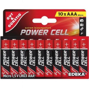 باتری پاورسل Power Cell نیم قلمی EDEKA ساخت آلمان بسته 10 عددی