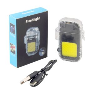 چراغ قوه فندک دار شارژی جیبی cob با ورودی type c مدل flashlight ارکید استور